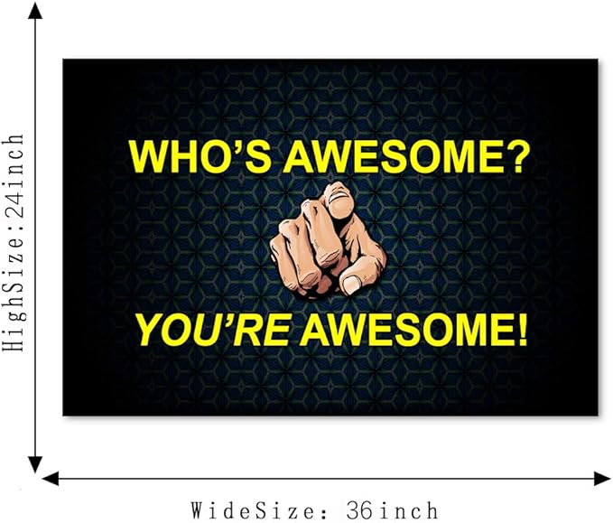 Yatsen Bridge Modern Motivational Point You Wall Art Entrepreneur Quote You’re Awesome Canvas Inspiring Positive Poster Frame Artwork Easy to Hang for Living Room Office Decor - 24''H x 36''W