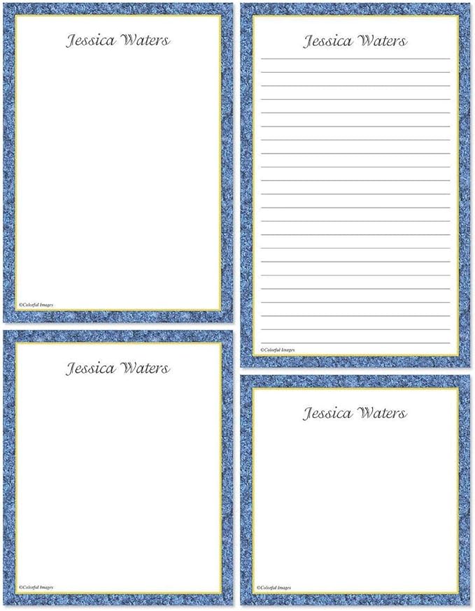 Current Granite & Gold Personalized Notepad Sets - Set of 4, 100-sheet Pads, Add Your Name, Largest pad 4-1/4" x 6-3/4", Personalized Stationery, Graduation Gift