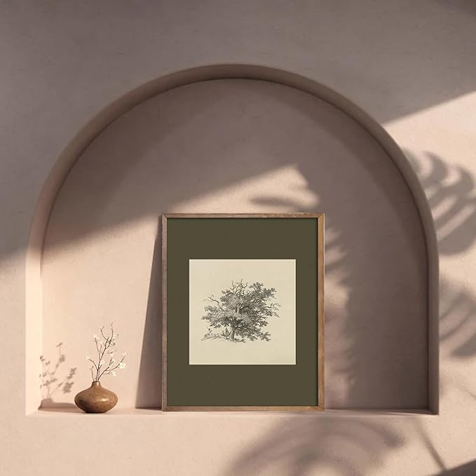 Kizbok Vintage Wall Art Prints, Farmhouse Tree Sketch Landscape Painting Prints for Wall Decor, Antique Whimsical Woodland Scene Nature Forest Art Pictures for Bedroom, Rustic Neutral Vintage Siege Green Artwork Poster for Bathroom Bedroom Gallery Home...