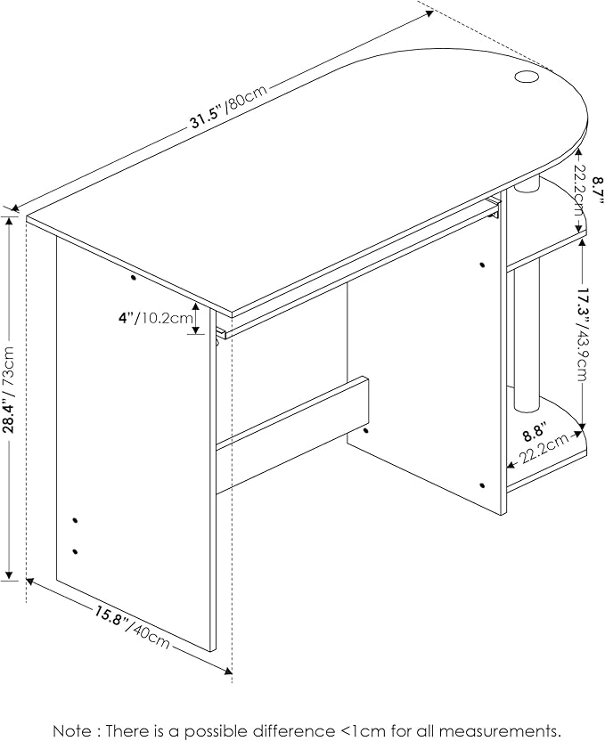 Furinno Simplistic Easy Assembly Computer Desk, with Keyboard Tray, White Oak/Stainless Steel