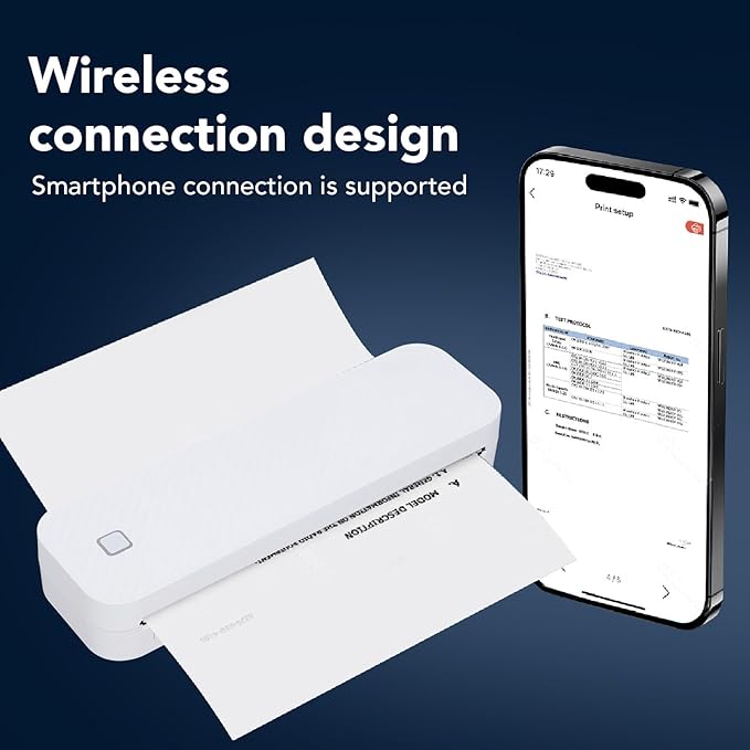 Mobile Office Printer,Portable Printer 203dpi A4 Small Thermal Printer with 1 Roll Thermal Paper Storage Bag for Travel Home
