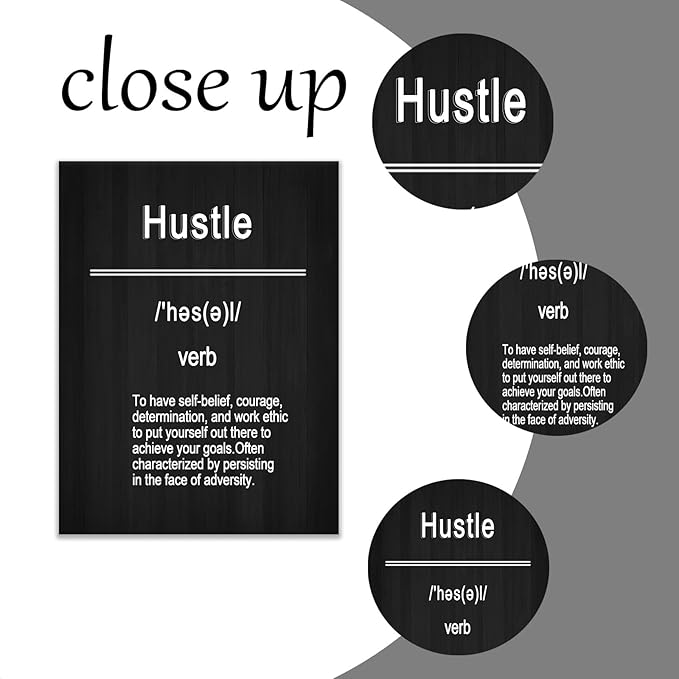 Hustle Motivational Canvas Wall Art Home Decor Entrepreneur Quotes Poster Print Inspirational Theme Picture Painting Artwork for Living Room Workplace Wall Decoration Ready to Hang [30''Wx 40''H]