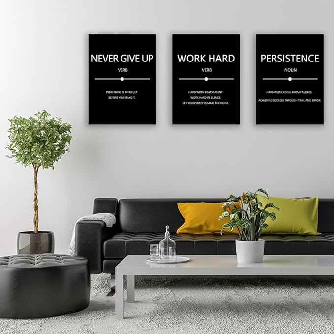 Inspirational Success Canvas Wall Art - Hustle Posters Prints - Entrepreneur Quote Wall Picture - 3 Pieces Artwork - Framed - Easy to Hang (72'Wx36'H)