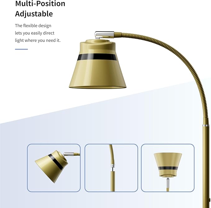 AXX Gold Desk Lamp, 24-Inch Table Light for Home Office/Bedroom/College Dorm Room, LED Bulb Included, 1000LM, 3 Color Modes, 10 Dimmable Levels, Metal