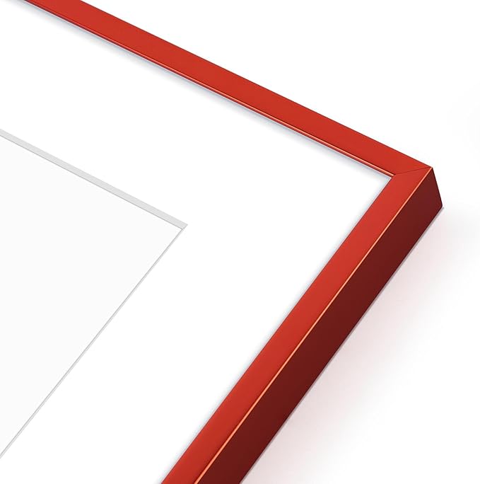 Golden State Art 16x20 Picture Frame 6 Pack - Dark Red Aluminum Photo Frames With 11x14 Mats and Real Glass Cover - Elegant Minimalist Wall Gallery Frames for Home or Office Decor