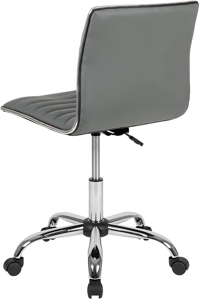Flash Furniture Alan Low Back Designer Armless Light Gray Ribbed Swivel Task Office Chair