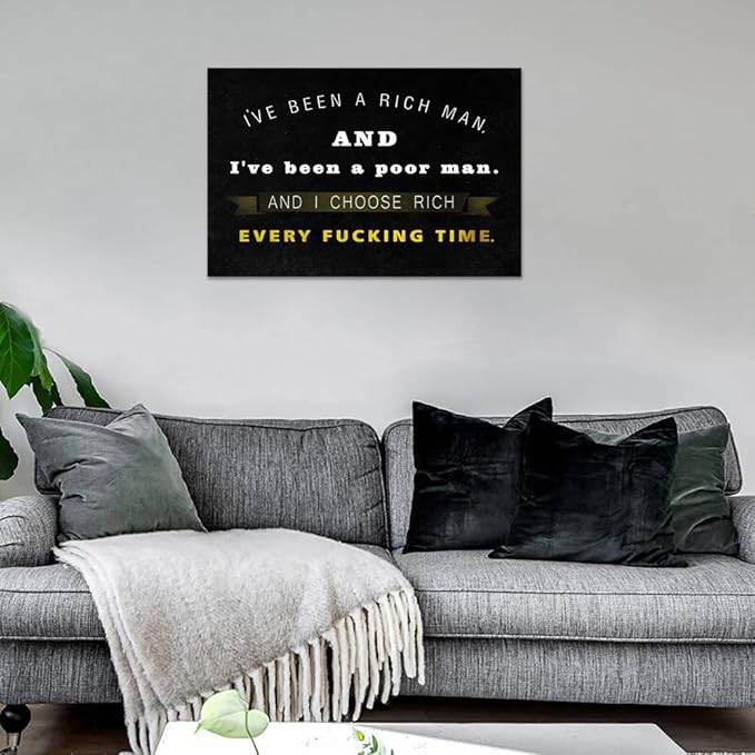 Motto Inspirational Wall Art Motivational Canvas Painting Pictures Inspiring Entrepreneur Quotes Posters Prints Artwork Home Office Decorations Framed (12”Hx16”W)