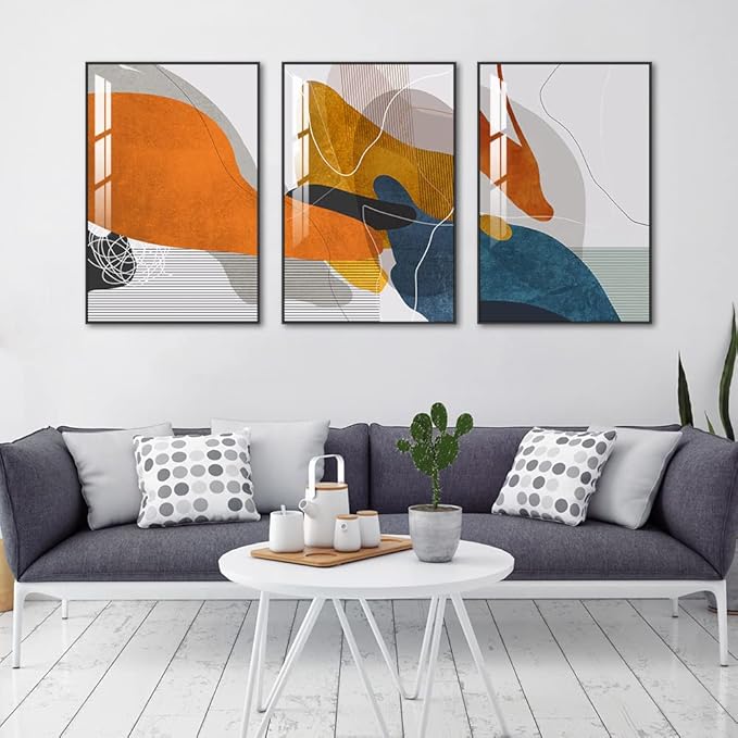 Framed Abstract Wall Art for Living Room,3-piece Set of Famous Paintings Posters Prints Minimalism Natural Fusion Bedroom Bathroom Office Wall Art Deco Large Size 24 "X 32" (24 "X 32")