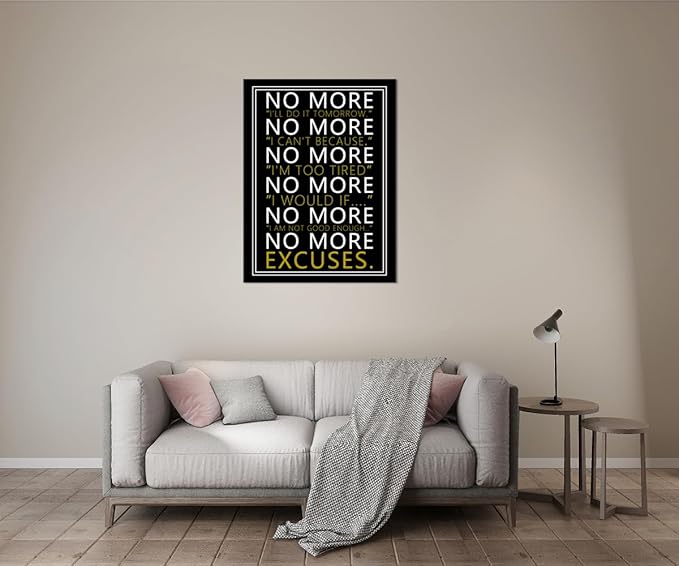 WYJZDZQ8 No More Inspirational Wall Art Motivational Poster for Office Inspiring Positive Canvas Prints Artwork Modern Home Decor Painting Pictures Stretched and Framed Ready to Hang [30''Wx 40''H]