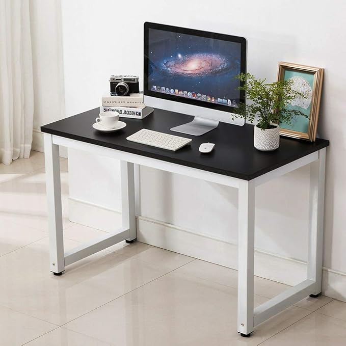 Computer Desk, 43-inch Wooden Work Desk PC Laptop Desk Game Writing Table Study Room Workstation Home Office Furniture (Black)