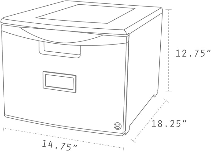 Storex Plastic One-Drawer File Cabinet – Locking Document Organizer for Home and Office, Gray, 1-Pack (61261A01C)