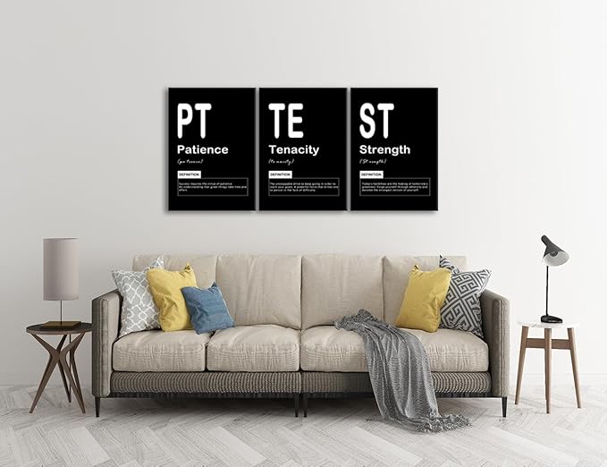 Motivational Wall Art Canvas Print Patience Tenacity Strength Noun Posters Office Wall Decor Inspiring Framed Paintings Inspirational Quotes for Wall Art Decoration Ready to Hang [60" W X 28" H]