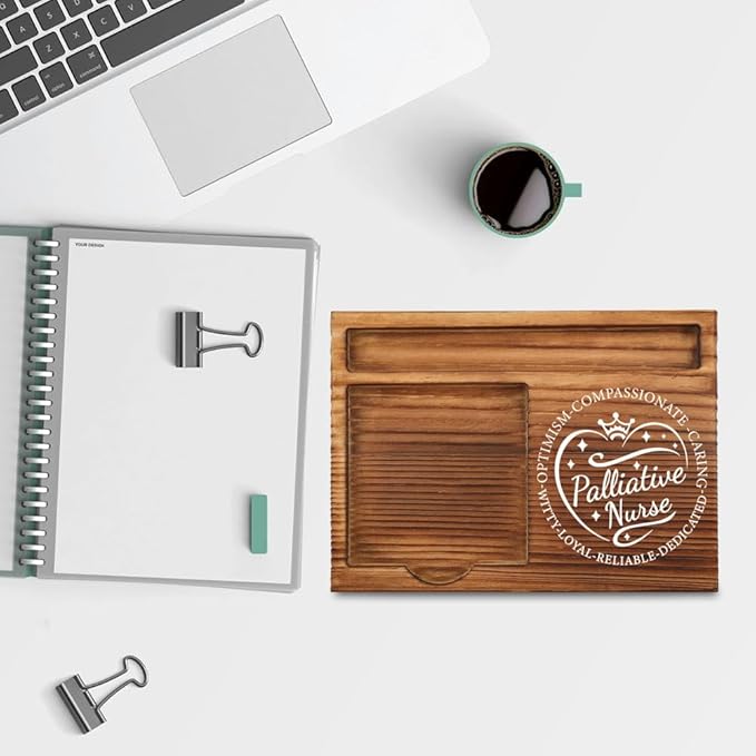 THRXOBN Desk Organizer for Palliative Nurses & Healthcare Professionals - Natural Wood with Slots for Notes, Pens, and Small Office Supplies – Practical & Stylish Workspace Solution,WSH18