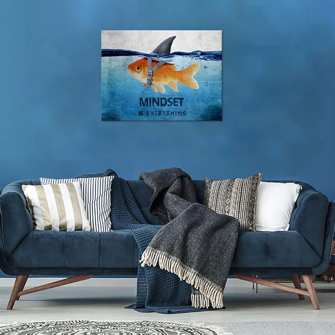 Yatsen Bridge Motivational Wall Art Animal Inspirational Entrepreneur Quotes Mindset is Everything Artwork for Office Classroom Gym School Framed-24 Wx18 H
