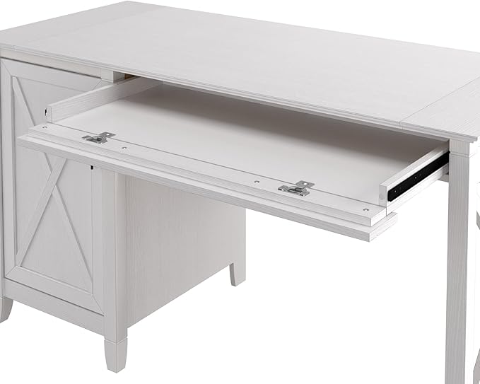 Bush Home Key West Computer Desk with Storage | Farmhouse PC Table for Home Office in Pure White Oak | 54W x 24D
