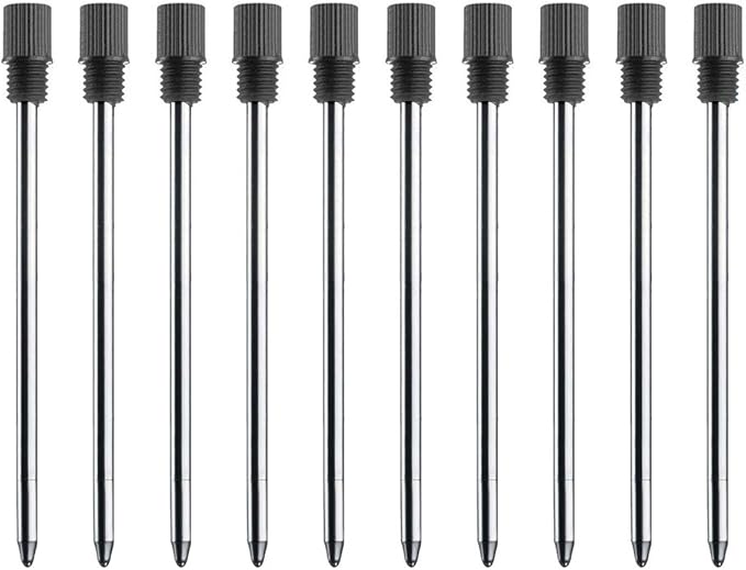 Black Ink Refills (10 Pcs), Replaceable Pen Refills, 2.75 inch (70 mm) Ballpoint Pens Refills, 1mm Medium Tips - Black