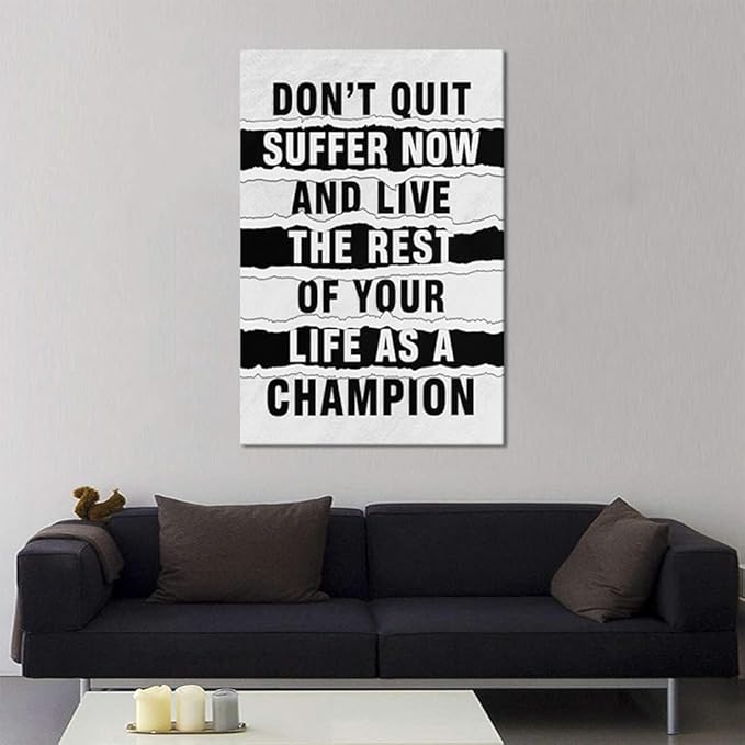 Canvas Trend Life As A Champion Motivational Wall Art for Office Workplace Wall Decor Inspirational Quotes Suffer Now Artwork Wooden Framed Ready to Hang-24x36 inch
