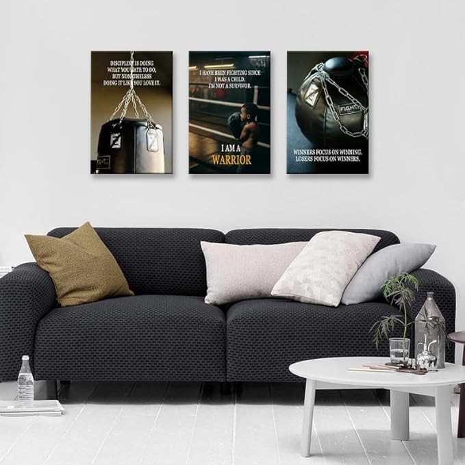 Inspirational Quotes Wall Art Discipline Poster Struggle and Focus on Painting Modern Artwork Canvas Posters Motivational Wall Decor For Office Boxing Gym Home Framed Ready to Hang [48''Wx 24''H]