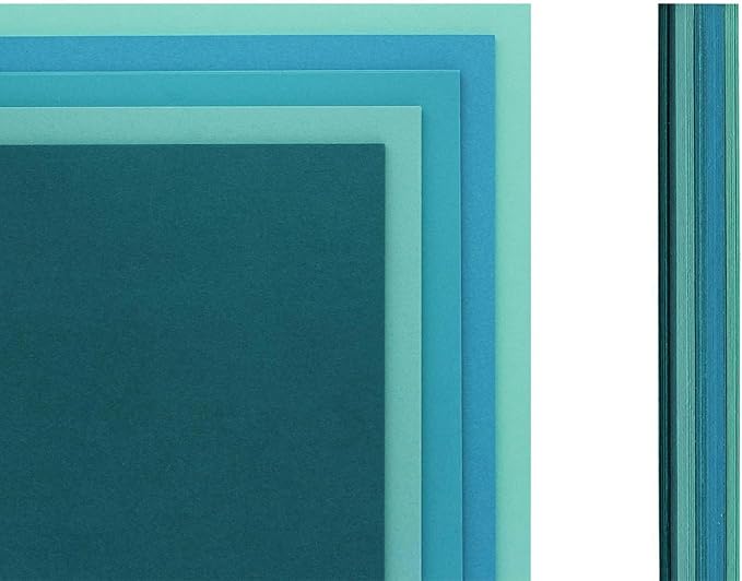 PA Paper Accents Stash Pack Cardstock Pack 8.5" x 11" Aqua, colored cardstock paper for card making, scrapbooking, printing, quilling and crafts, 65lb., 40 pieces