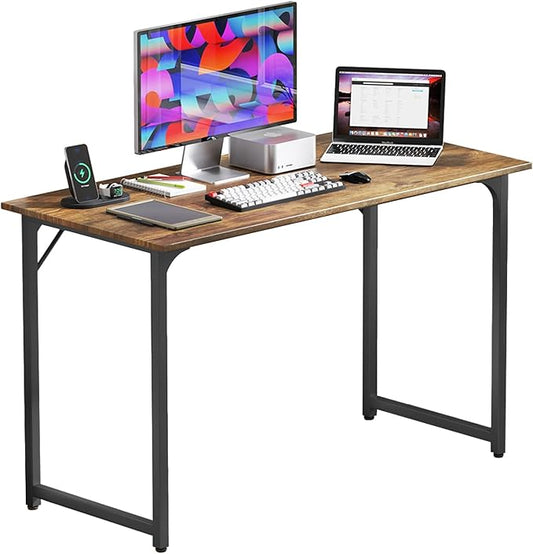 47 inch Computer Desk Modern Writing Desk,Simple Study Table,Industrial Office Desk,Sturdy Laptop Table for Home Office,Brown