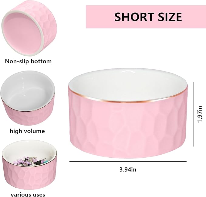 Aesthetic Desk Accessories Set of 2 For Your Office Desk Decor- Sturdy Concrete Desktop Accessories For Women Enhance Any Office Decor - Set incl. Ceramic Pink Pen Holder and Paper Clip Holder(Pink)