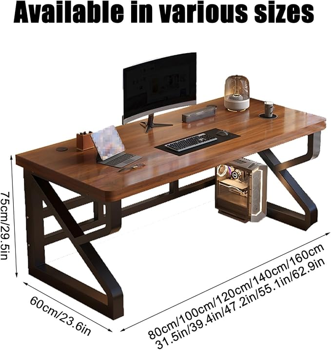 Office Desk，Computer Desk，Writing Desk Work Desk for Home Office, Study, Modern Simple Desk, Large legroom, Metal Frame(Beige,39.4in*23.6in*29.5in)
