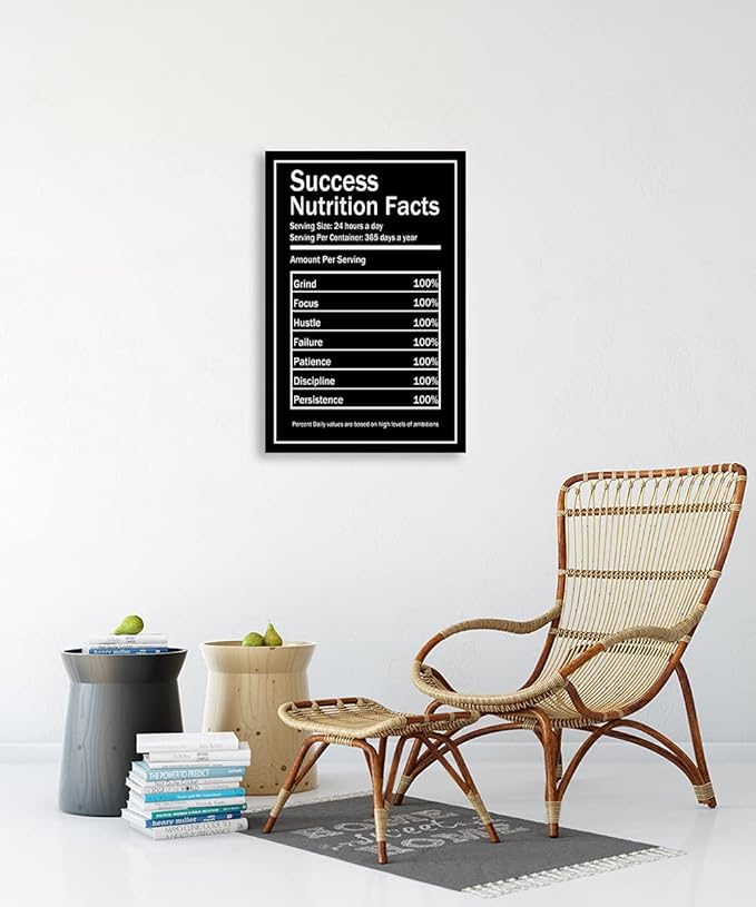 Inspirational Entrepreneur Quotes Canvas Wall Art Poster Success Nutrition Facts Modern Inspiring Printmaking Office Decoration Painting Classroom Training Room Ready to Hang[24''W x 36''H]