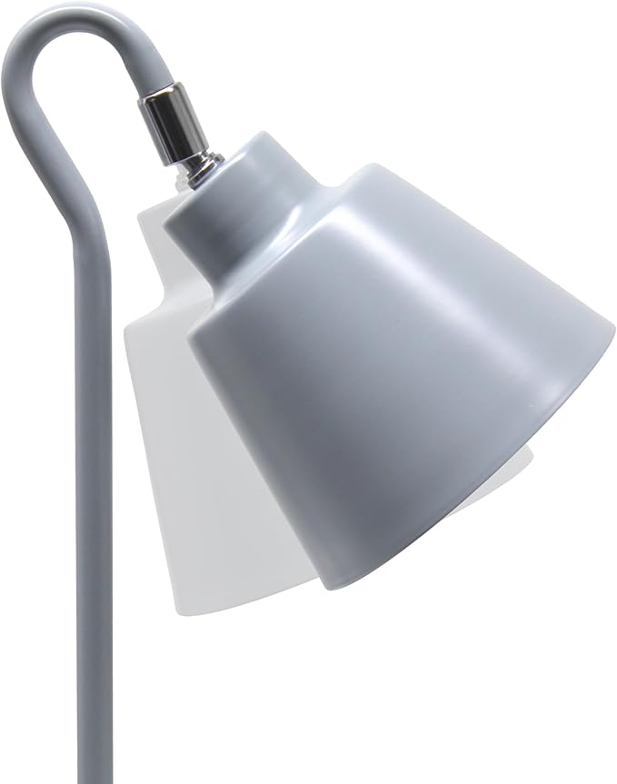 Simple Designs LD1079-GRY 16" Sleek Essentials Metal Looped Desk Task Lamp with Adjustable Shade, for Office, Desk, Nightstand, Dorm, Gray