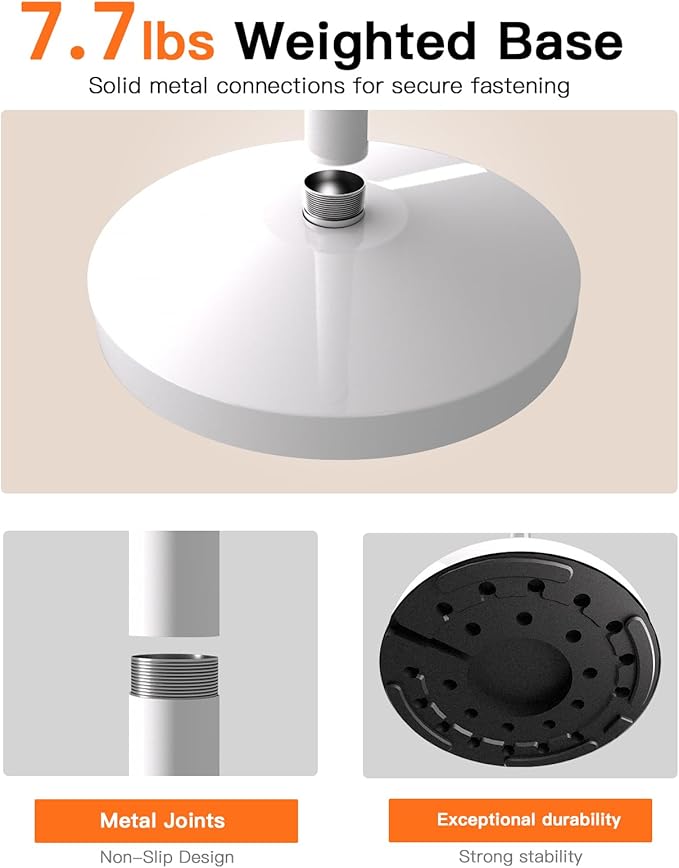 36W Floor Lamp with Flexible Arm, 3 Colors Ring Light with Heavy-Duty Base & Remote, Standing Lamp for Living Room/Workspace/Tattoo/Live Streaming/TikTok/YouTube/Photography