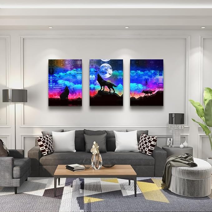 Lapremoly Wall Decor For Living Room Framed Canvas Wall Art For Bedroom Modern Family Pictures Bathroom Wall Decor Hang Wall Office Canvas Art Prints Home Decoration Wolf Abstract Paintings Artwork