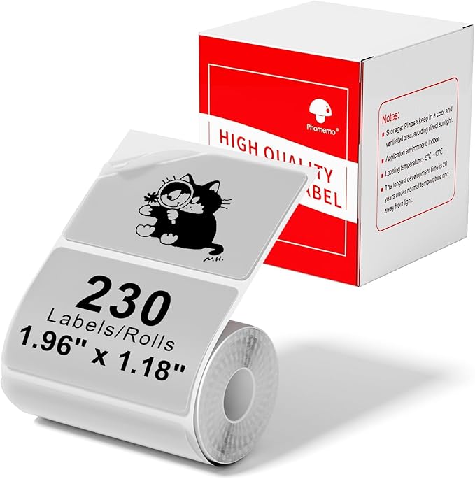 Phomemo M220 Label Maker Green & 1 Roll Transparent Thermal Label 1.96"x1.18"(50x30mm), Upgrade 3 Inch Barcode Portable Printer, for Office & Small Business, Compatible with Phones&PC