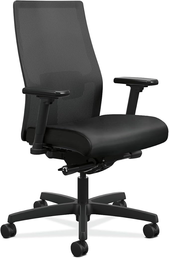 HON Ignition 2.0 Mesh/Vinyl Mid-Back Task Chair, Adjustable Arms, Black (HON12M2AMLU10TK) (HONI2M2AMLU10TK)