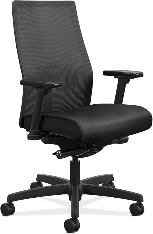 HON Ignition 2.0 Mesh/Vinyl Mid-Back Task Chair, Adjustable Arms, Black (HON12M2AMLU10TK) (HONI2M2AMLU10TK)