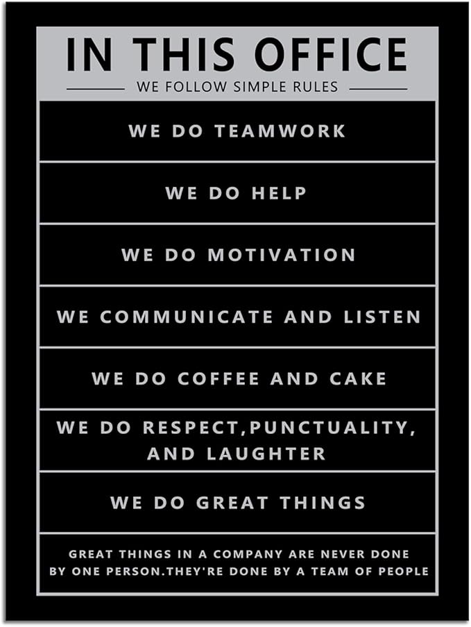 WYJZDZQ8 Office Wall Decor Quotes Theme Inspirational Wall Art Motivational Teamwork Posters In This Office Canvas Prints Artwork Wall Art for Bedroom Modern Home Framed Ready to Hang[18" W x 24" H]