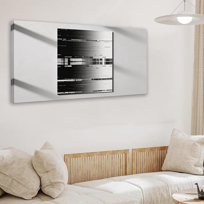 Black Abstract Framed Canvas Wall Art for Office, Minimalist Modern Wall Decor 40" L x 20" W