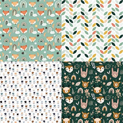 Woodland Animal Scrapbook Paper Pad 6x6 – Fox, Bear, Rabbit, Owl Designs, Nursery Theme Origami & Decoupage Sheets for DIY Crafts, Cardmaking, Scrapbooking, Junk Journals – 24 Pcs