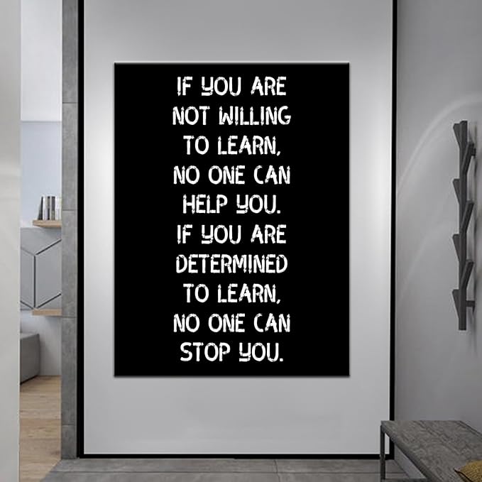 Motivational Canvas Poster Inspirational Wall Art Positive Entrepreneur Quotes Learn Picture Print Wall Decor for Living Room Office School Gym Framed Artwork [30''Wx 40''H]