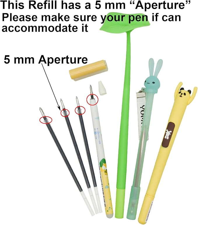 Maydahui 50 Pcs Black Gel Pen Refills with 5 mm Aperture 5.12 inch(13 cm) Smooth Writing Pen Refills 0.7 mm Replacement Gel Ink Refills for Stationery School Office Supplies (Black)
