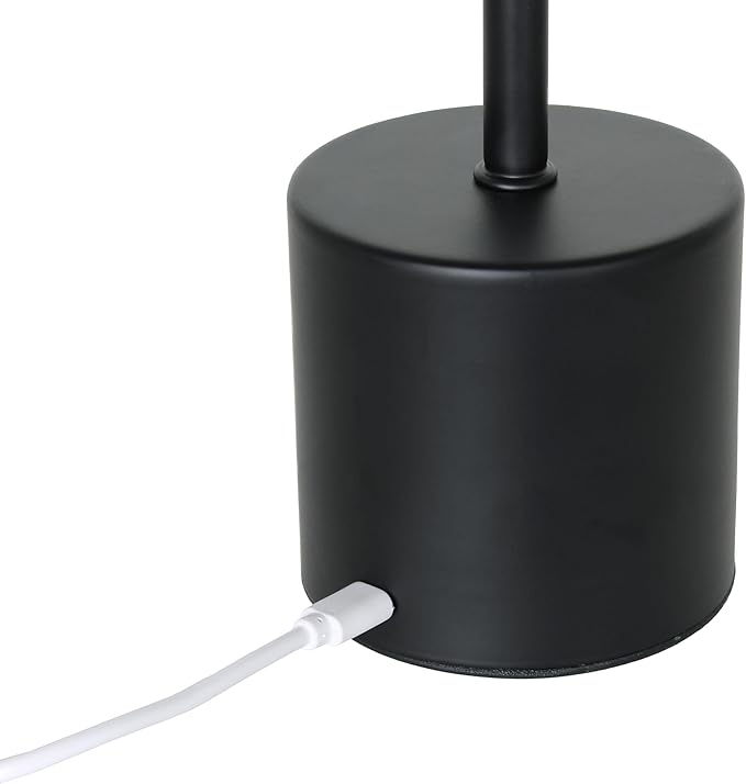 Simple Designs LD1083-BLK 12.75" Mushroom Magic Disc Dimming & Rechargeable Cordless 4-Way Touch Sensor Stick Desk Lamp, Black
