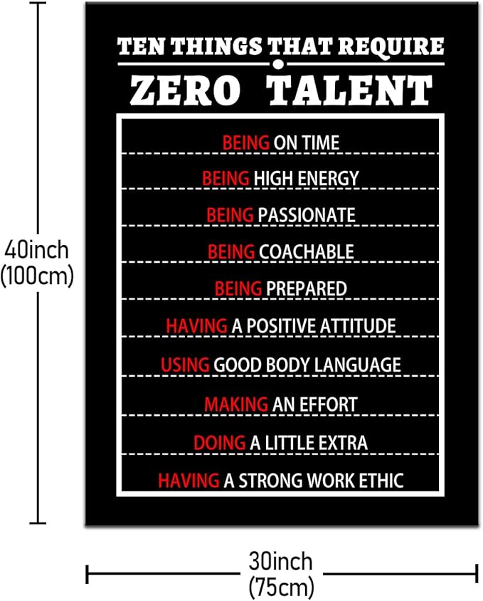 PSYYSP 10 Things That Require Zero Talent Canvas Inspirational Poster Motivational Entrepreneur Quotes Picture Print Positive Artwork for Modern Living Room Office Gym Wall Decoration [30''Wx 40''H]
