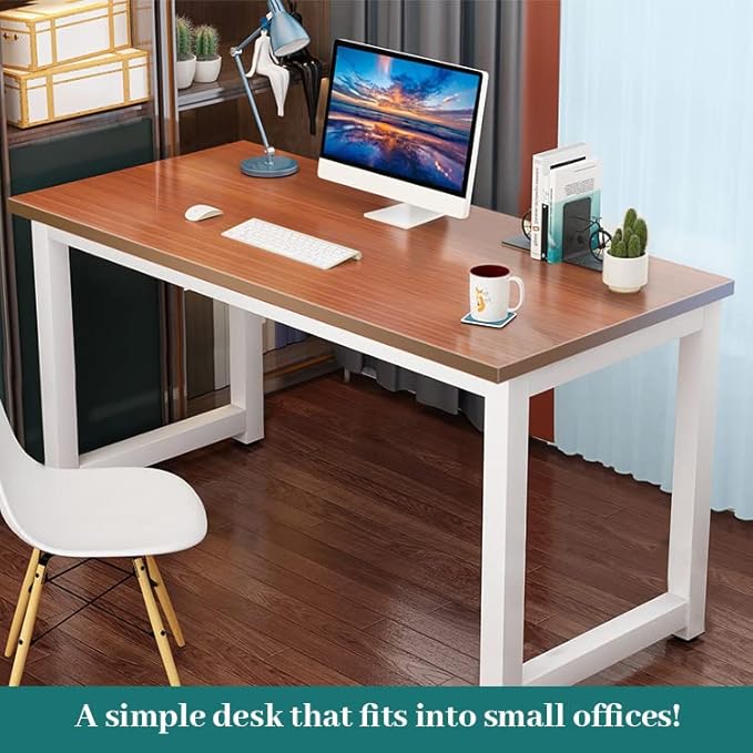 Computer Desk, Home Office Writing Study Desks, Small PC Table Workstation, Modern Simple Style for Space-Saving(32-Inch, Teak)