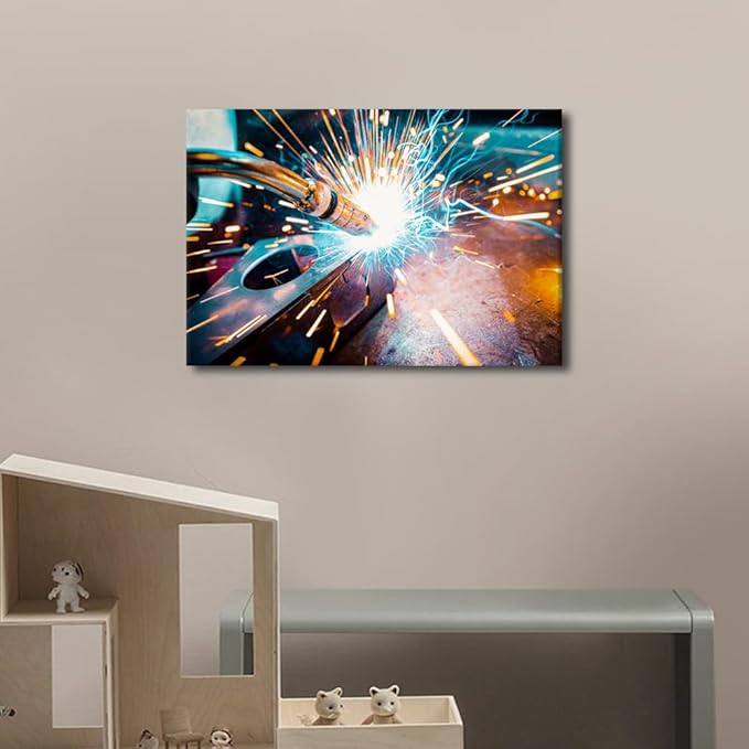 Welding Paintings for Wall Decorations Machine Tool Prints Wall Art Home Wall Decor Modern Art Work for Home Walls Framed Wall Art Bedroom Wall Decor Canvas Arts & Crafts, 12" x18"