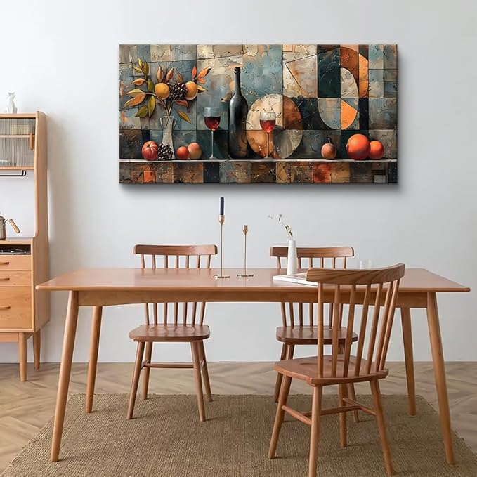 KELIYUAN Large Canvas Wall Art For Kitchen Wall Decor For Living Room Restaurant Pub Decorations Wine Glass Wall Painting Still Life Abstract Pictures Artwork Dining Mural Posters Decor 30"x60"