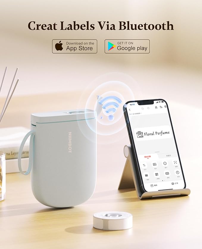 NIIMBOT 300 DPI D11 Label Maker Machine with 1 Tape, Mini Portable Label Printer, Bluetooth Thermal Label Printer Sticker Labeler for Office Home Kitchen School Organization, Blue