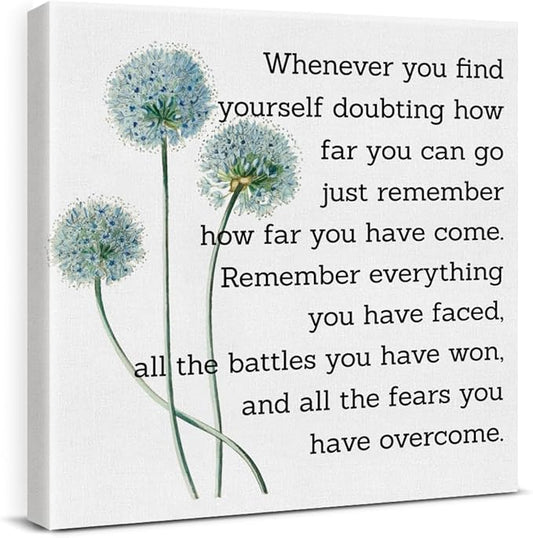 Motivational Quotes Wall Art Decor, Inspirational Graduation Decor Gift, Positive Canvas Posters Painting Artwork for Office Classroom Bedroom Home Decorations (8 X 8 Inches, Framed)