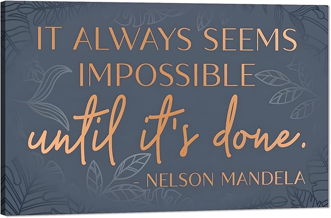 Yatsen Bridge Office Wall Art - Inspirational Canvas Print Positive Quotes Wall Decor It Alaways Seems Impossible Until It's Done Poster Framed Artwork for Classroom Bedroom Home Workplace, Large 28"x44"