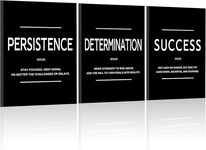 LMGOV Motivational Office Wall decor for Men, 12" x16" Success Wall Art for Bedroom, Black and White Canvas Painting for Bathroom, Positive Poster for Dorm, College, Gym