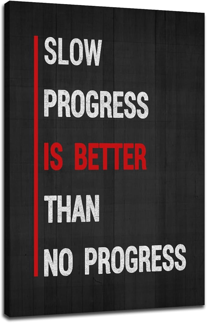 Inspirational Office Wall Decor Motivational Progress Entrepreneur Quote Canvas Wall Art Poster Print Positive Picture Painting Artwork Home Bedroom Office Framed Ready to Hang [12''Wx18''H]