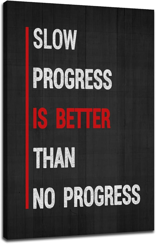 Inspirational Office Wall Decor Motivational Progress Entrepreneur Quote Canvas Wall Art Poster Print Positive Picture Painting Artwork Home Bedroom Office Framed Ready to Hang [12''Wx18''H]