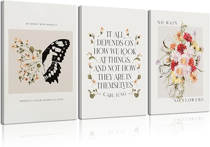 VVL 3Pcs Inspirational Quotes Wall Art for Office Mental Health Canvas Wall Art Motivation Painting Picture Wall Decor for School Office Treatment Room Home Decoration 16x24in